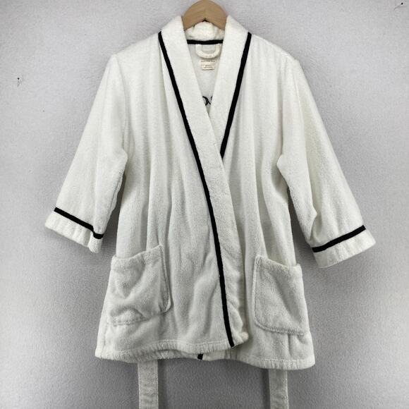KATE SPADE NEW YORK Robe Womens XS Please Do Not Disturb Terry Belted White - Picture 2 of 15
